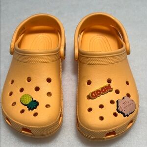 CROCS Kids Yellow Water Shoes with Fun Charms